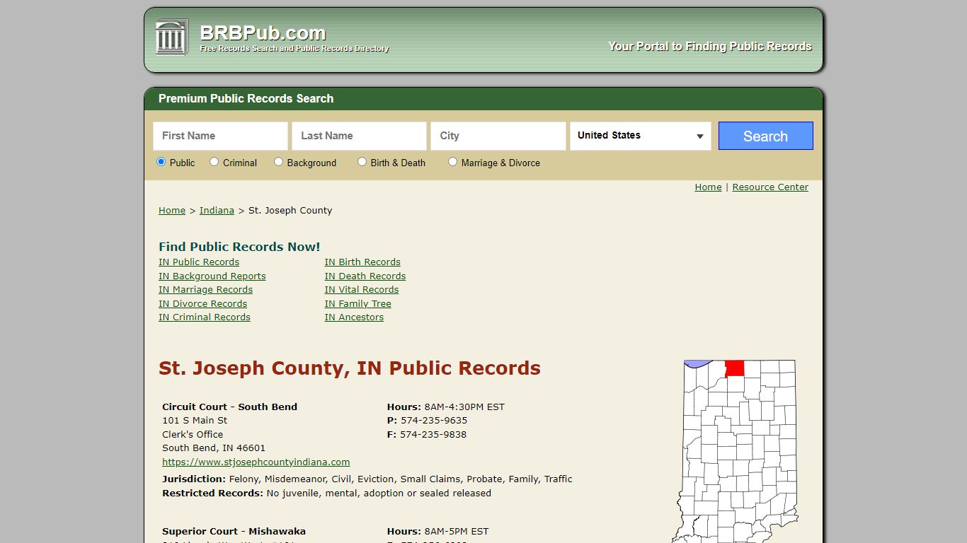 St. Joseph County, IN Public Records - BRB Pub